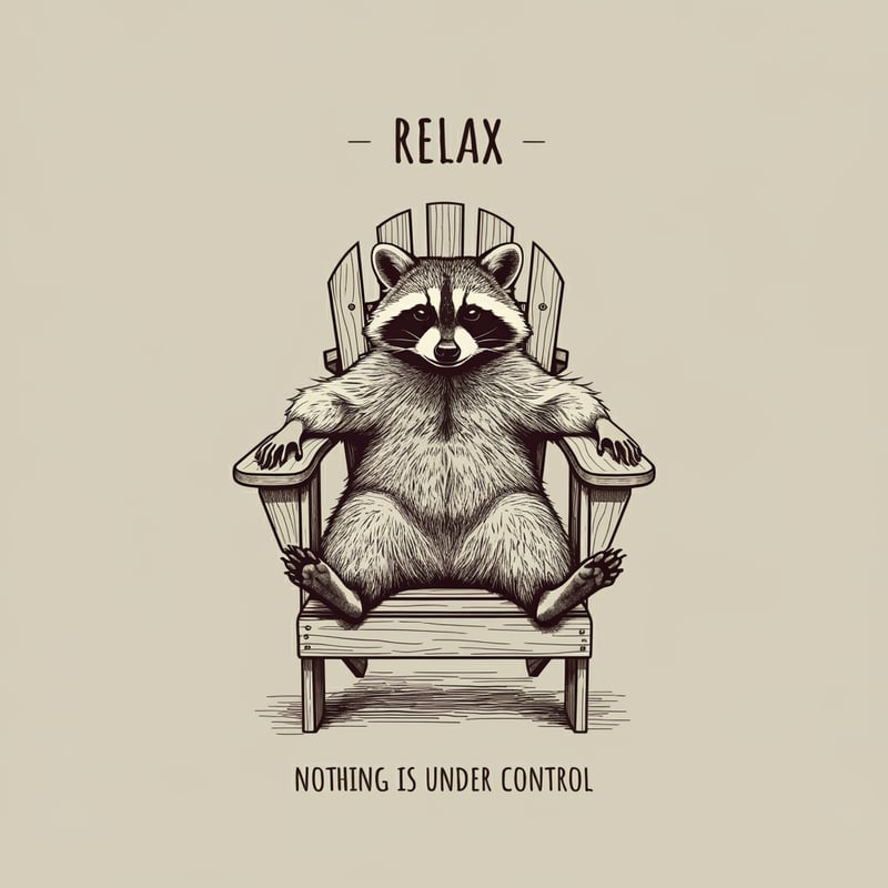 Relaxing Raccoon in Adirondack Chair