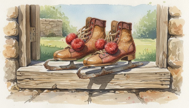 Antique Wooden Skates Still Life