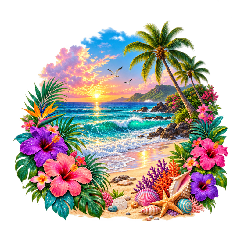 Elegant Tropical Beach and Ocean Scene