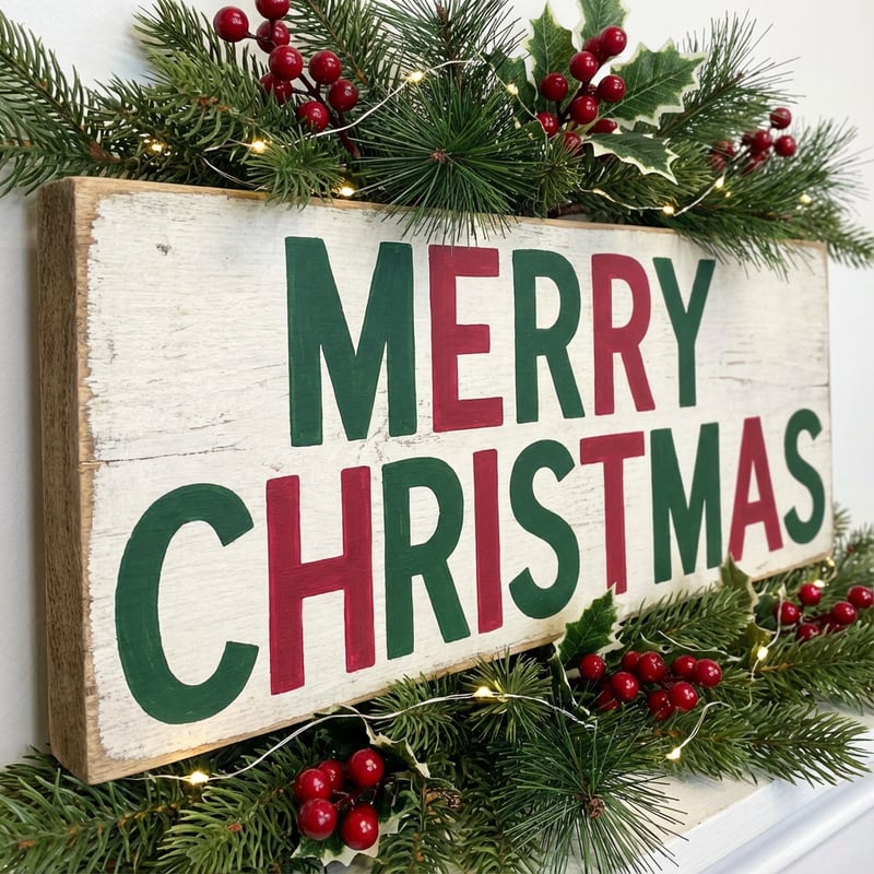 Merry Christmas Text in Green and Red