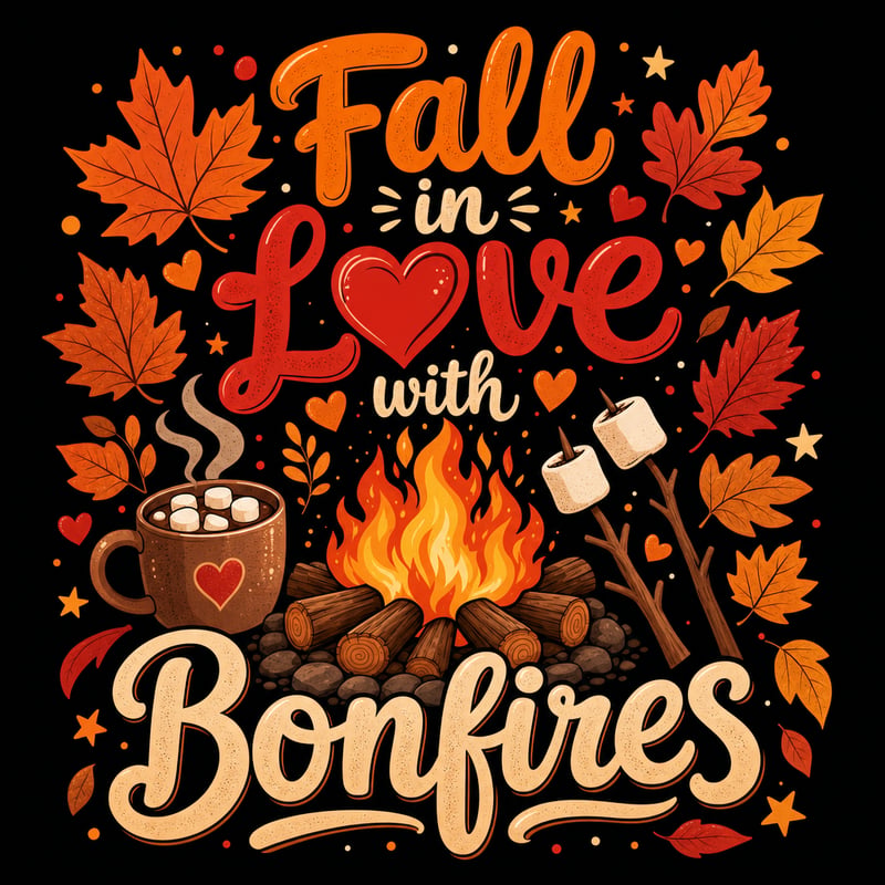 Cozy Fall Bonfire Illustration