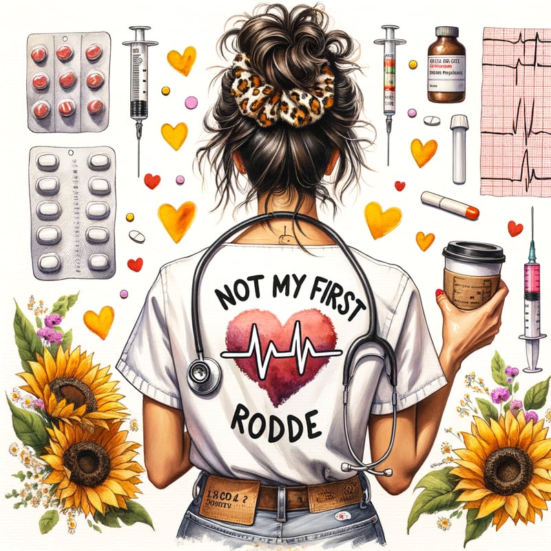 Watercolor Nurse with Scrunchie and Stethoscope