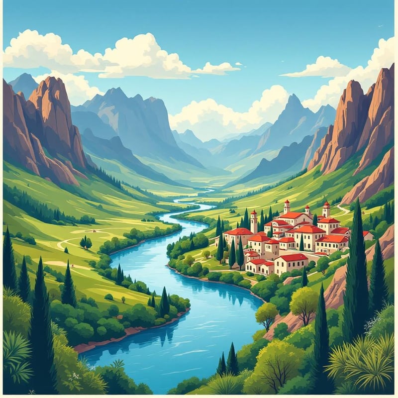 Vintage Art Deco Tunceli Travel Poster