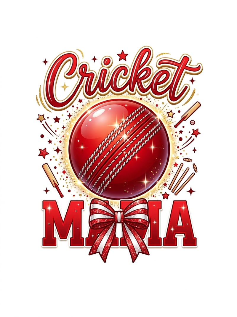 Vibrant Cricket Ball Graphic Design