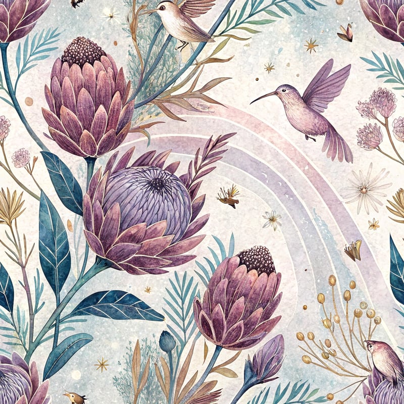 Vibrant Lavender Protea Floral Pattern