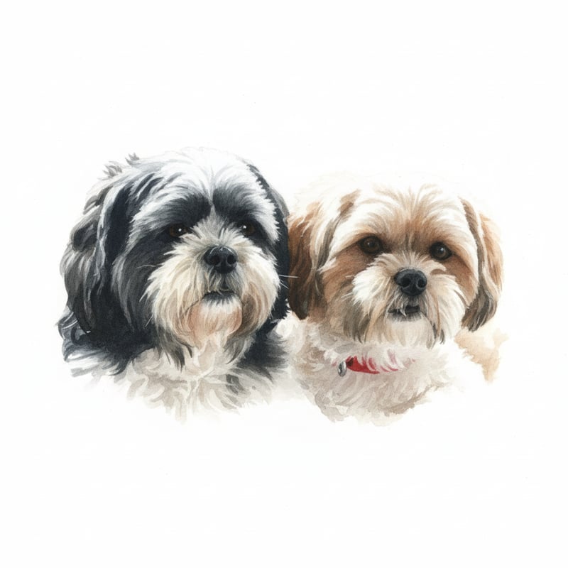 Watercolor Portrait of Two Dogs