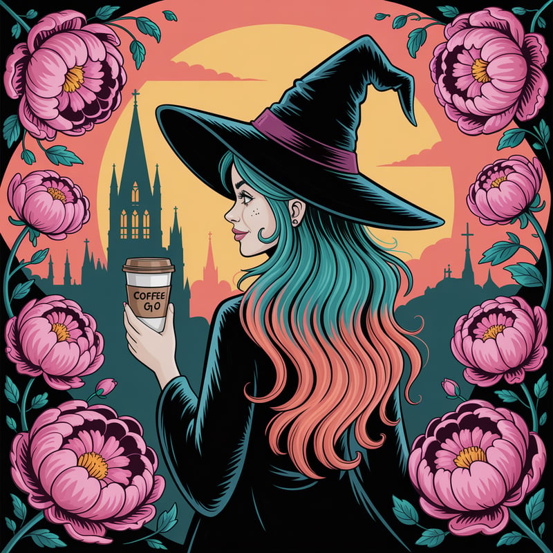 Witch Woman with Flowing Hair