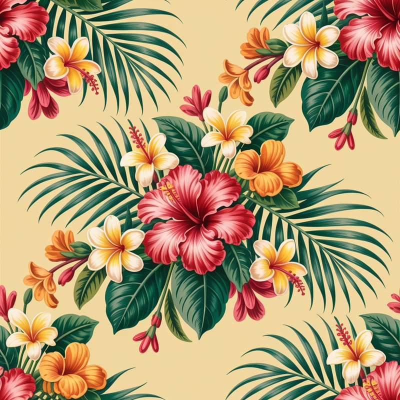 Vintage Tropical Floral Tumbler Pattern