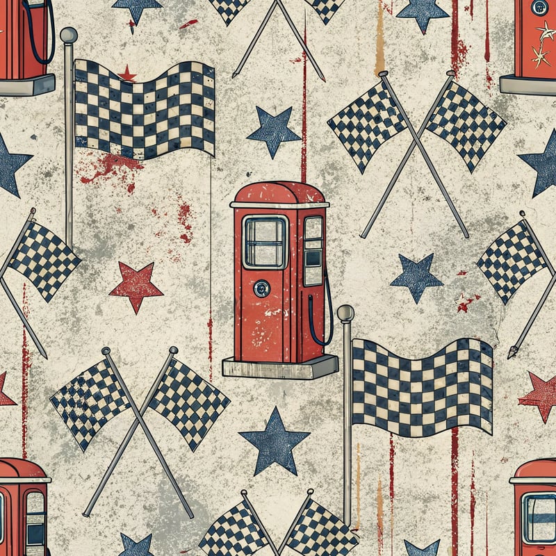 Retro Gas Station Grunge Pattern
