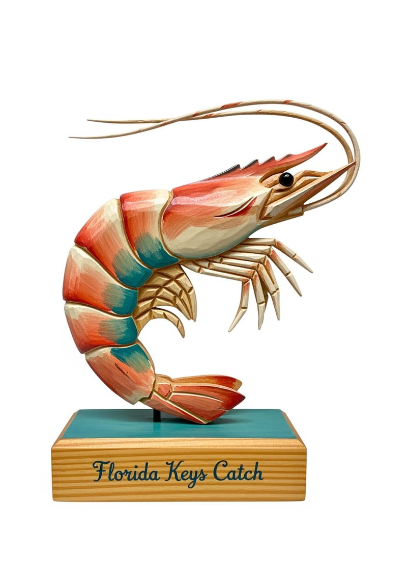 Handcrafted Shrimp Carving Folk Art