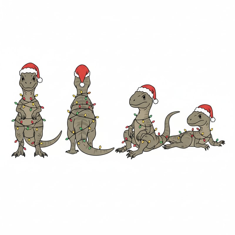 Velociraptors with Christmas Lights