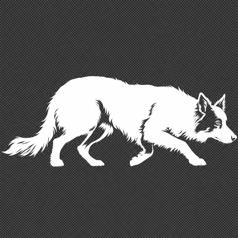 White Silhouette of Border Collie Herding