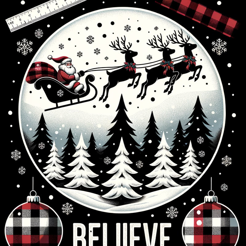 Christmas Circle Illustration with Santa