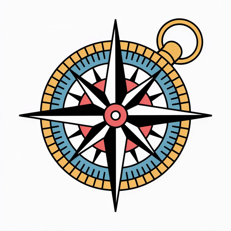 Traditional Compass Tattoo Illustration