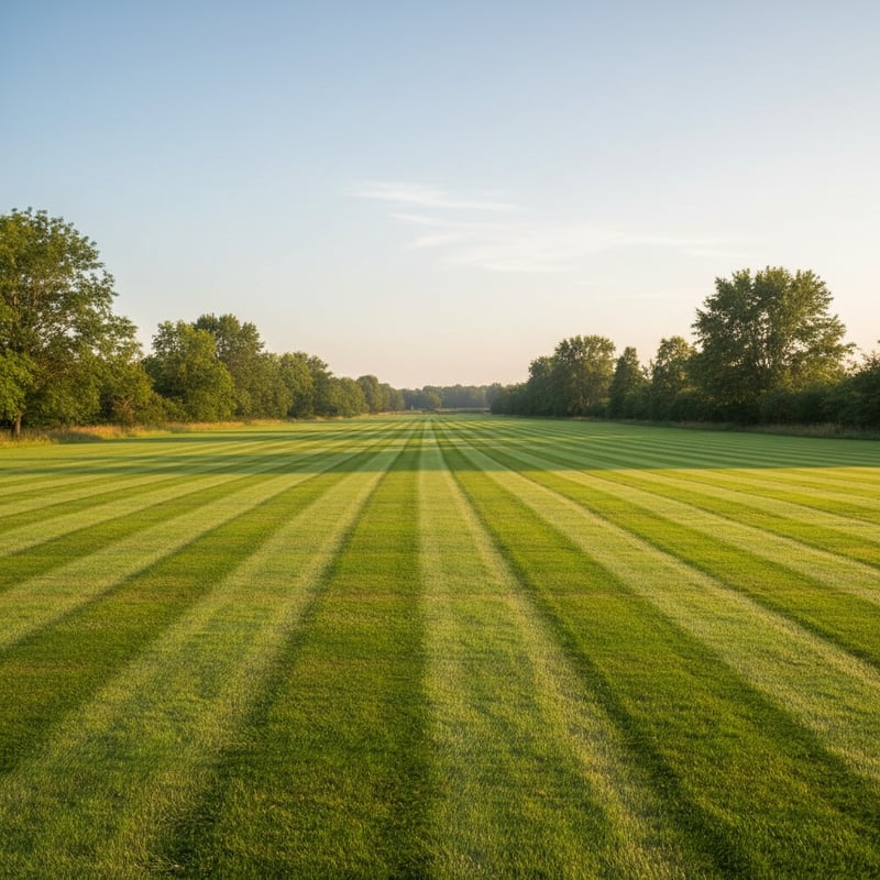 Well-Maintained Lawn with Mowing Stripes