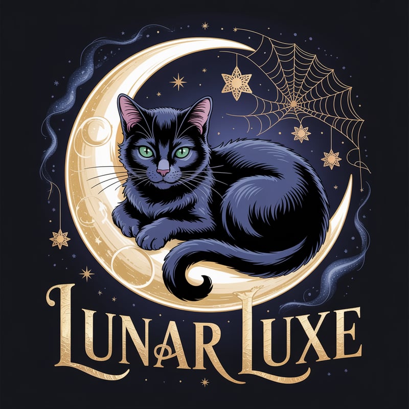 The Moon Tarot Card with Black Cat