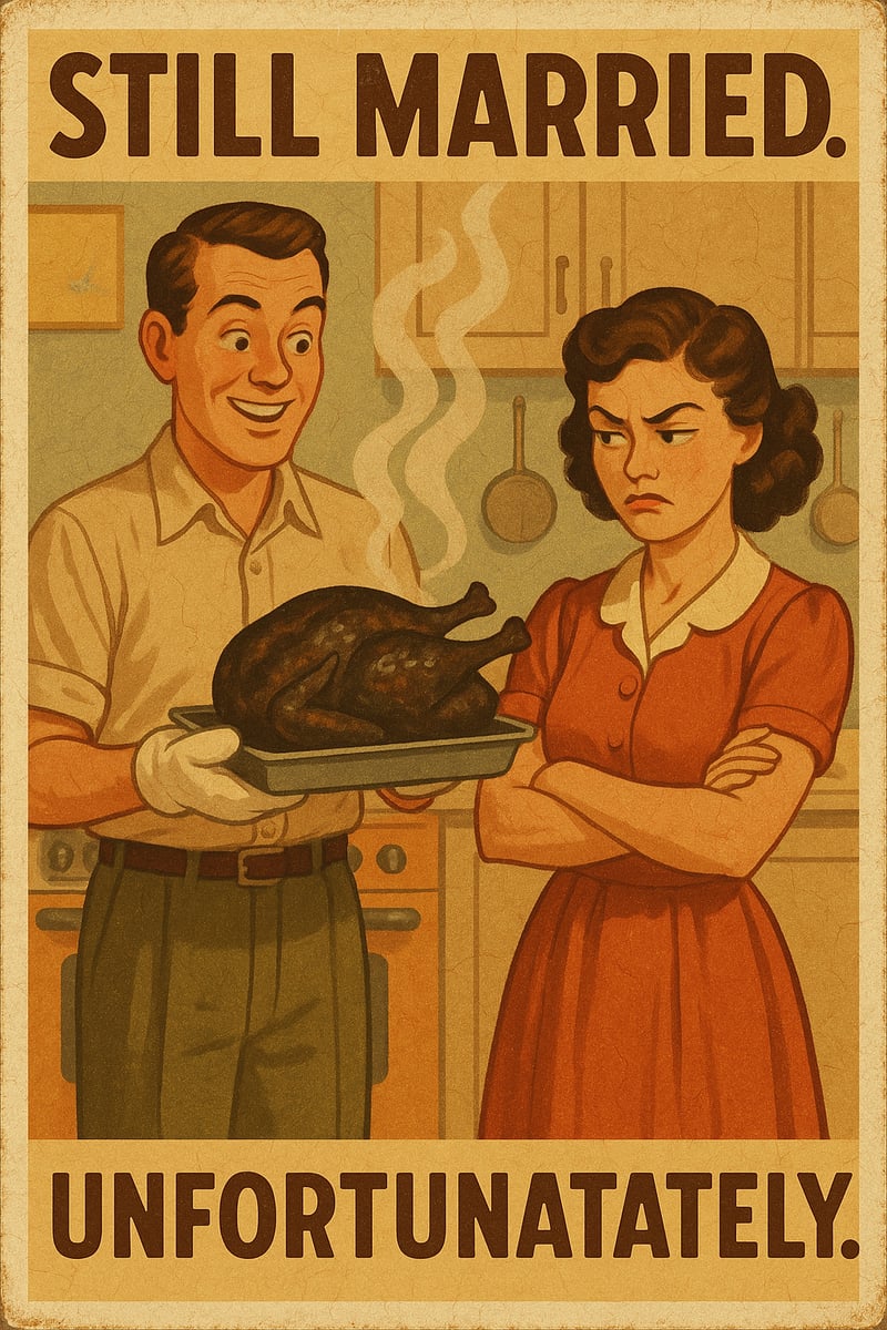 Retro Postcard with Humorous Couple