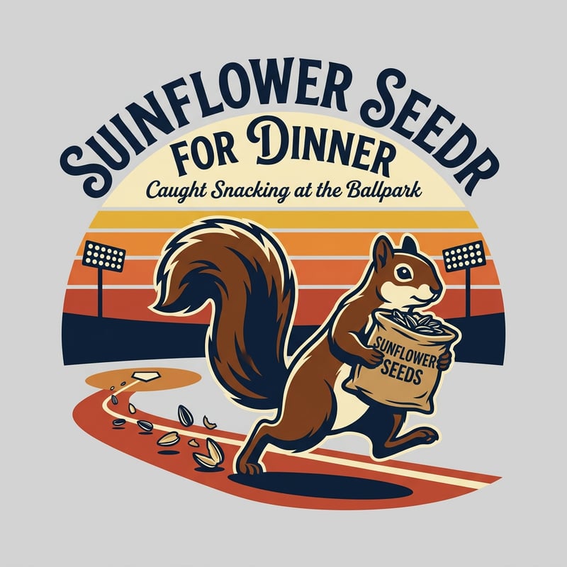 Retro Baseball Squirrel Sunset Tee