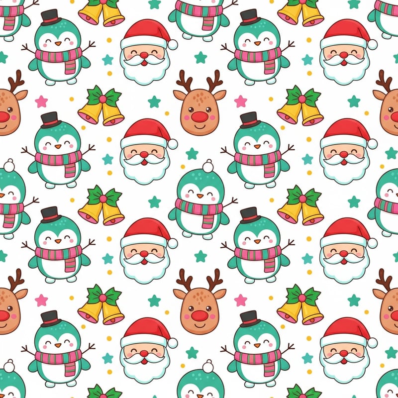 Kawaii Christmas Characters Pattern