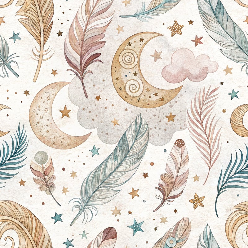 Watercolor Boho Crescent Moon Pattern