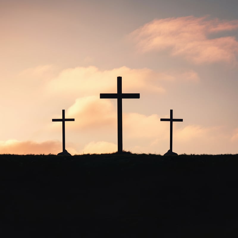Silhouetted Crosses at Sunrise