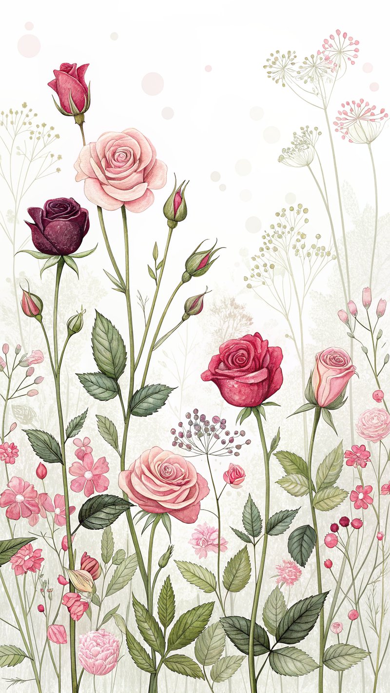 Vivid Small Roses Illustration