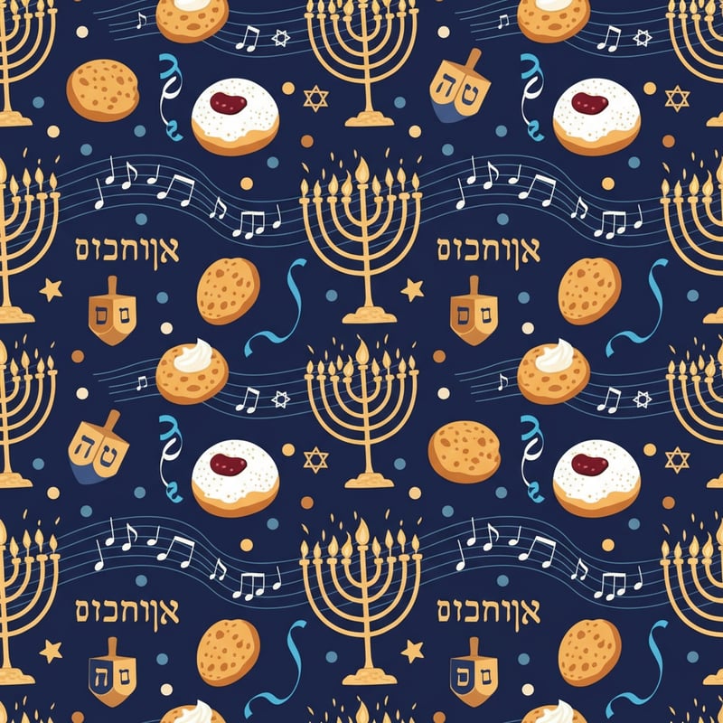 Hanukkah Pattern with Candles & Songs