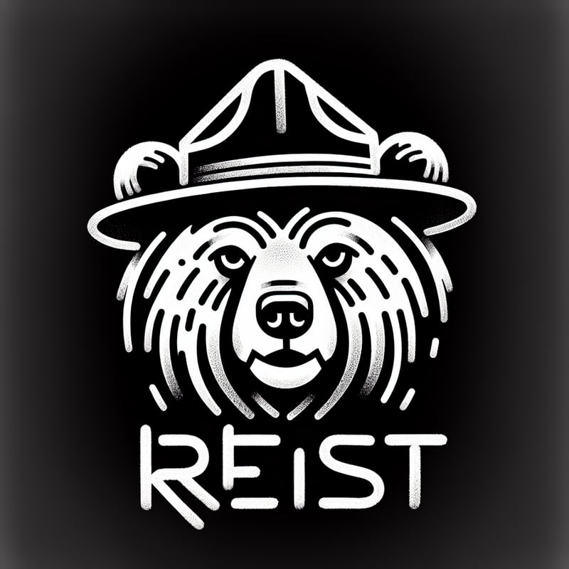 Stylized Bear Doodle with Ranger Hat