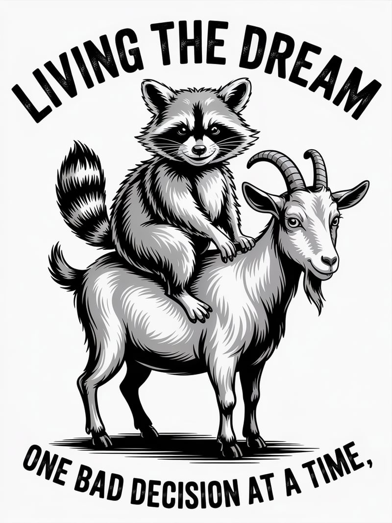 Humorous Raccoon and Goat Illustration