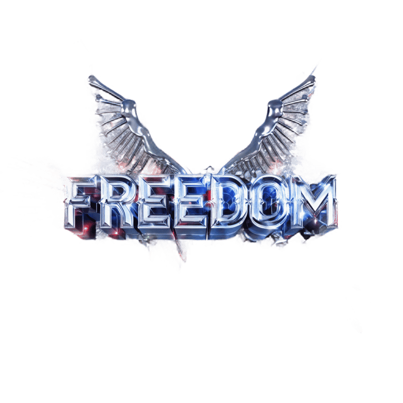 Freedom Typography with Eagle Wings