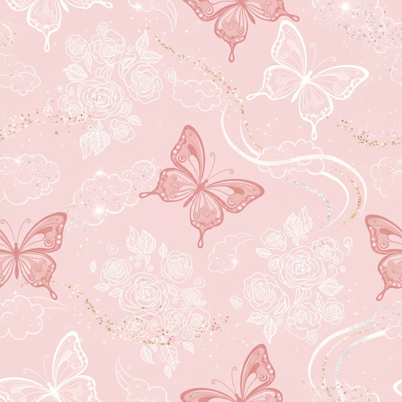 Pink Butterfly Seamless Vector Pattern