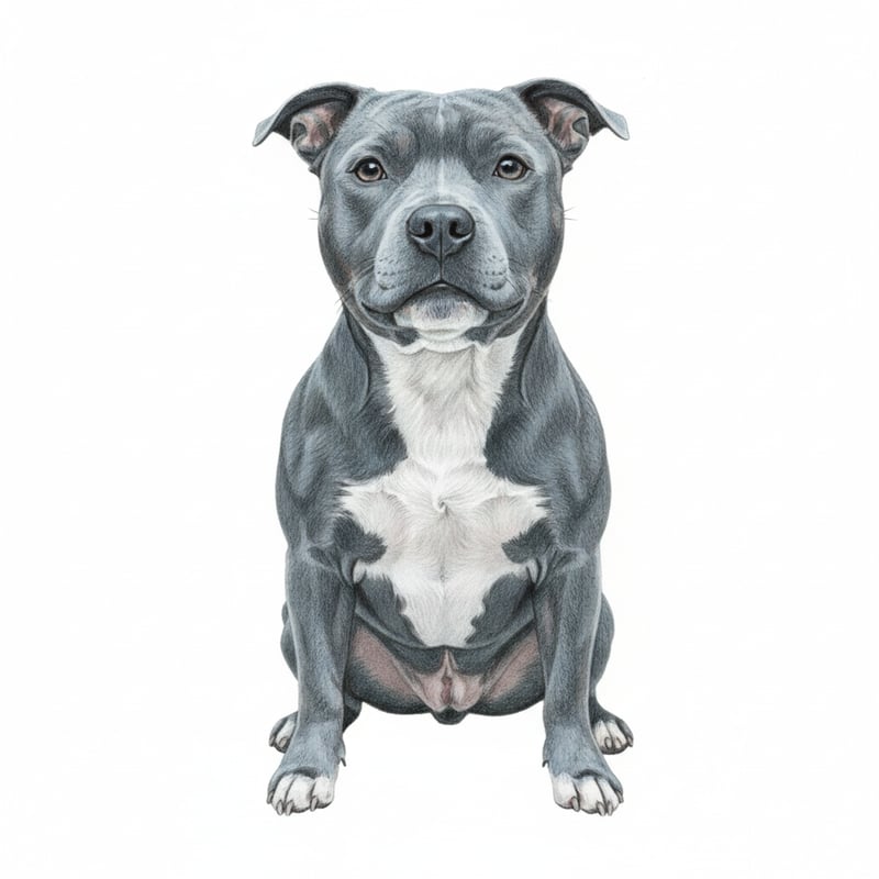 Realistic Staffordshire Bull Terrier Drawing