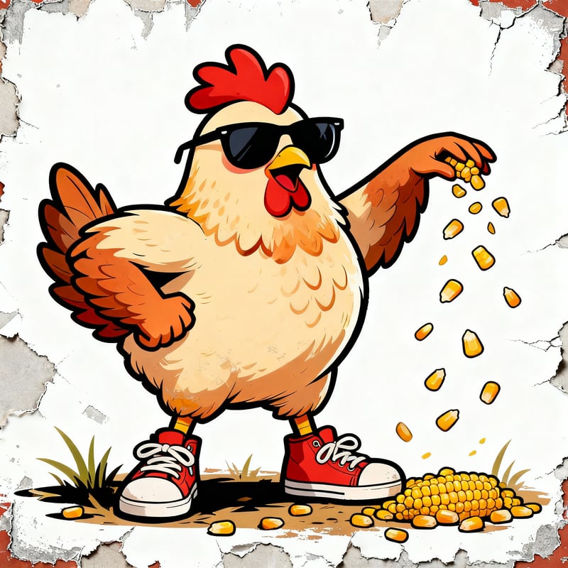 Sassy Chicken Cartoon with Sunglasses