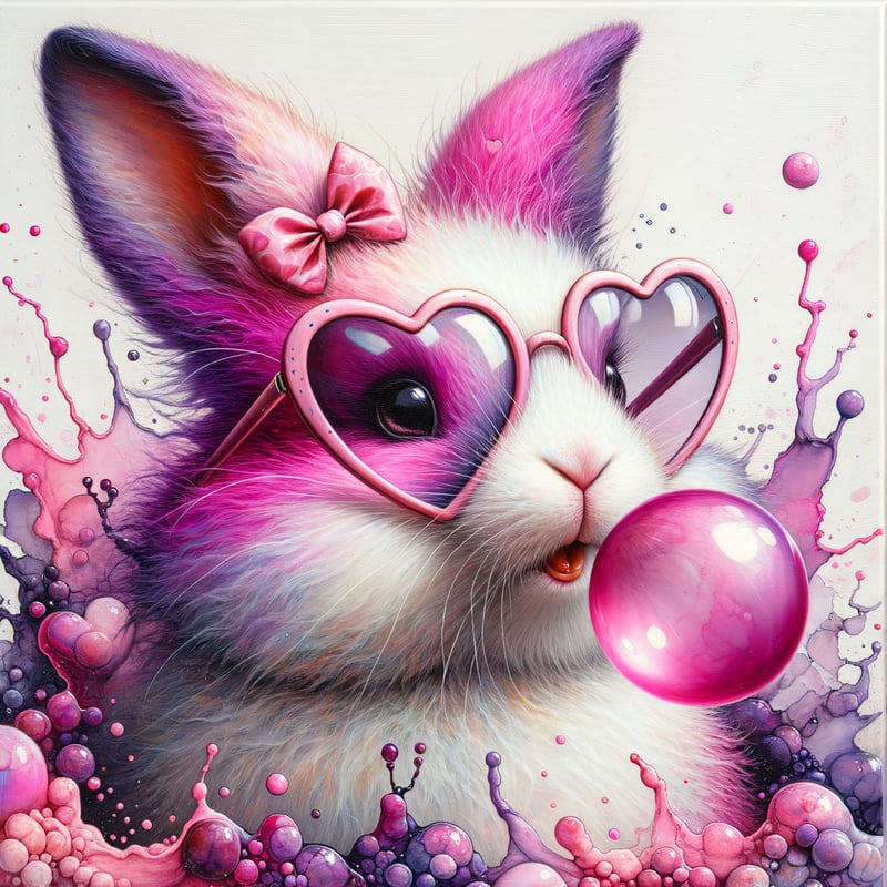 Whimsical Purple Rabbit Art