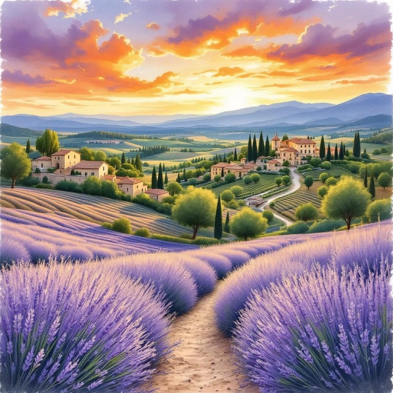 Provence Travel Poster in Ink & Watercolor