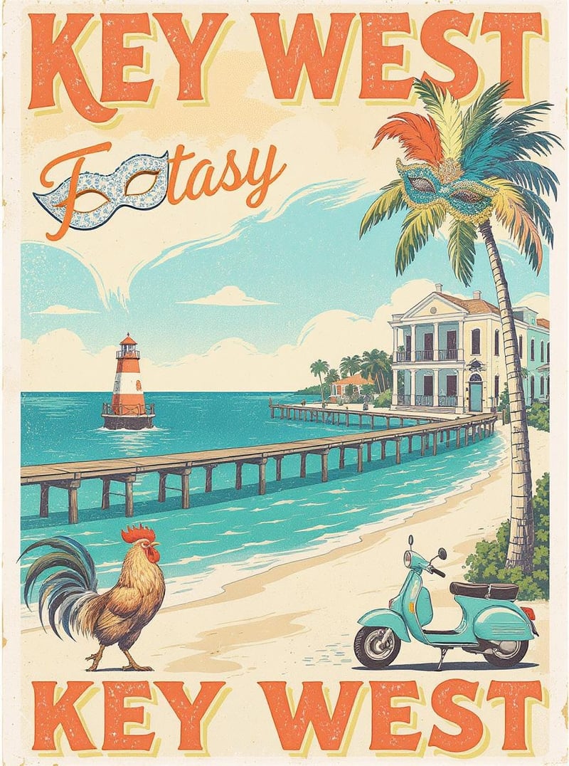 Retro Key West Fantasy Fest Illustration
