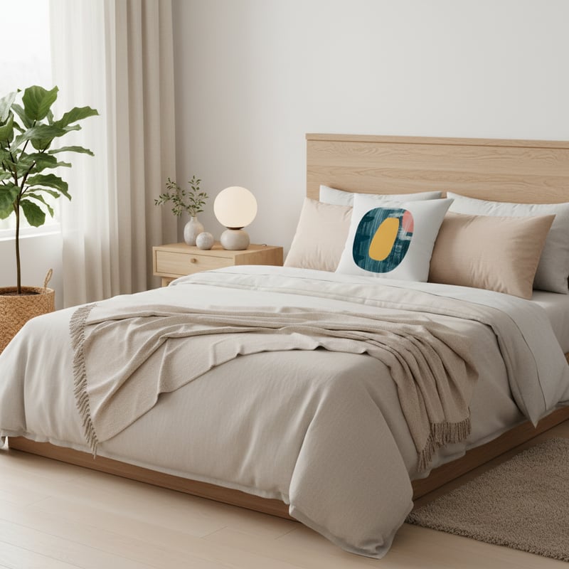 Scandinavian Japandi Bedroom Scene