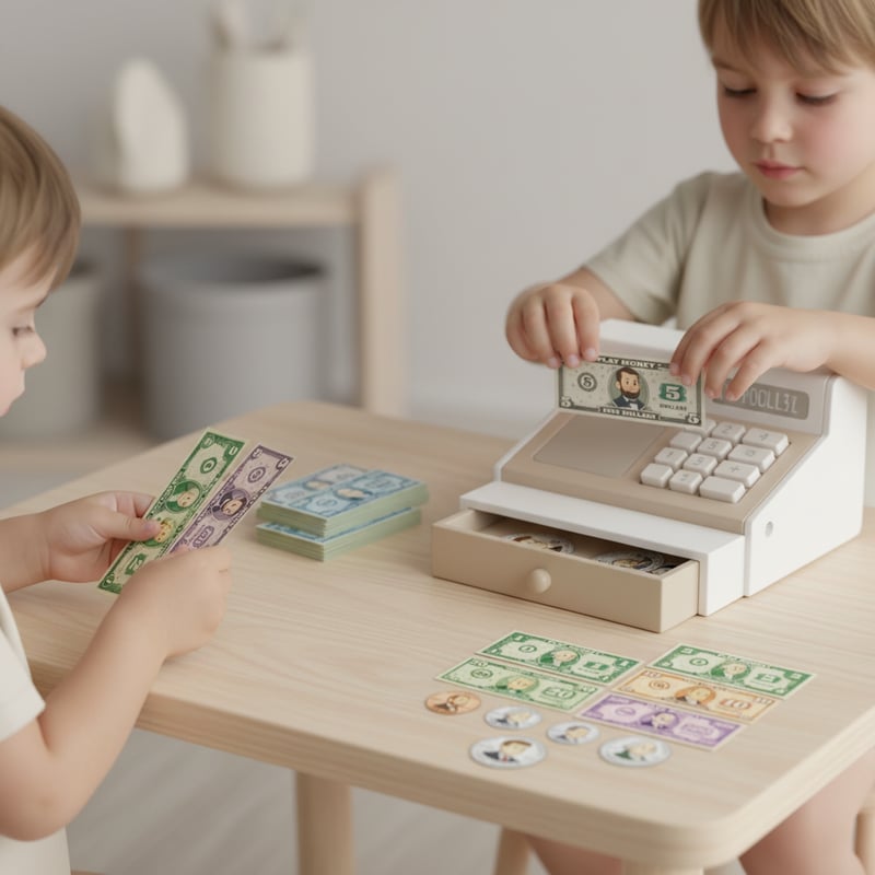 Minimal Kids Play Money Shop Scene