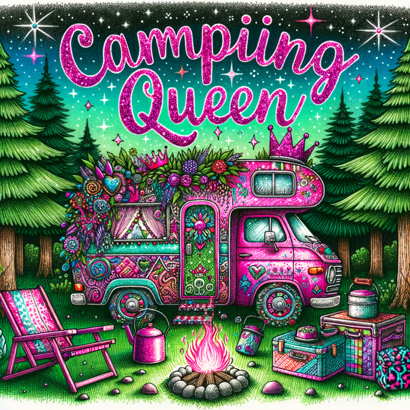 Colorful Camping Queen Doodle