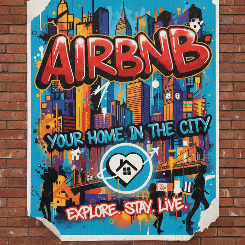 Graffiti Style City Poster for AirBnB