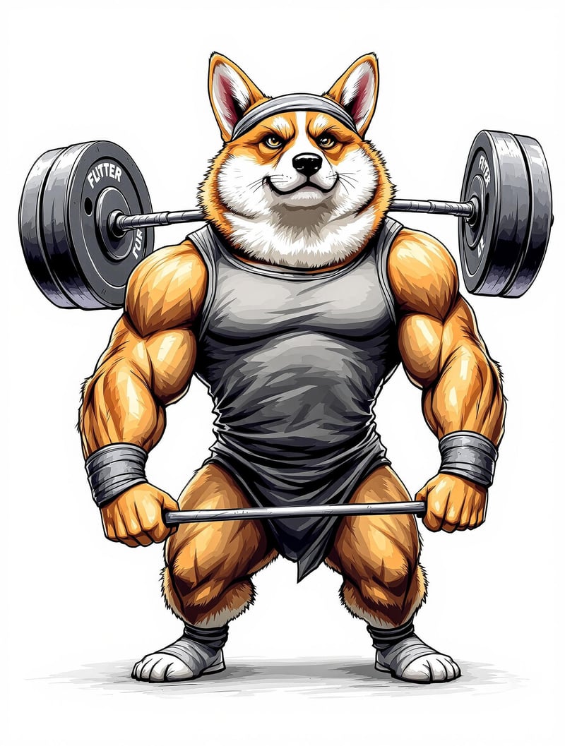 Muscular Anthro Corgi Lifting Weights