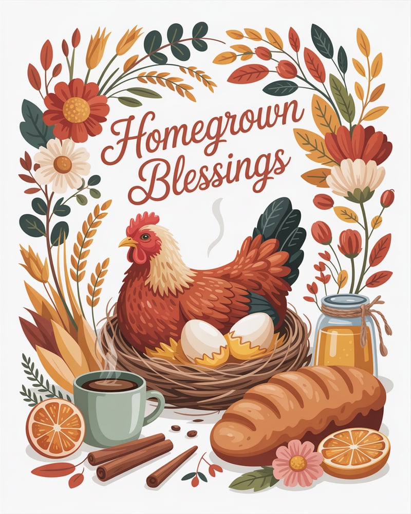 Rustic Fall Hen Illustration