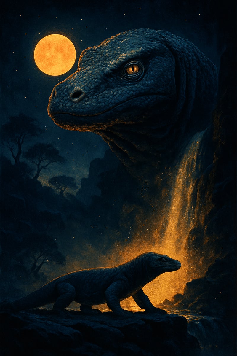 Majestic Komodo Dragon at Night