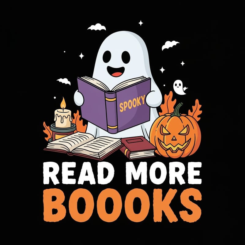 Cute Ghost Reading Halloween Book