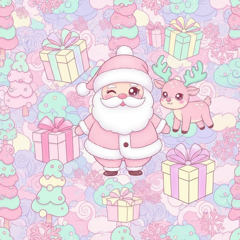 Pastel Kawaii Christmas Collage