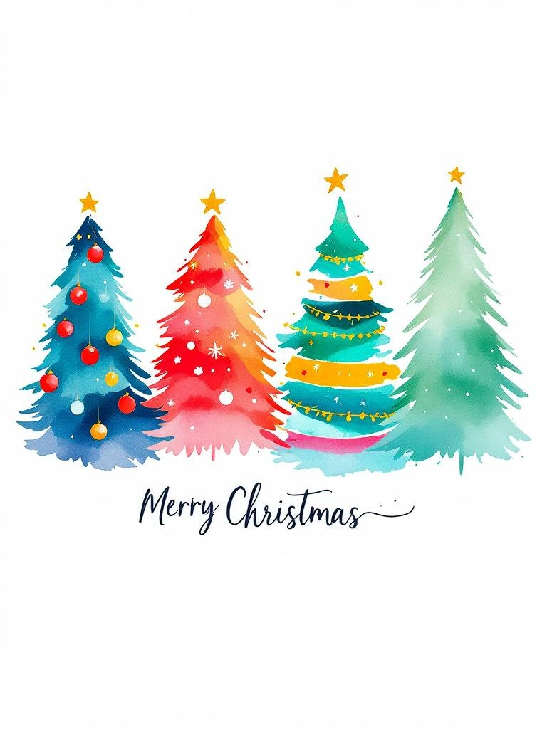 Watercolor Christmas T-Shirt Design