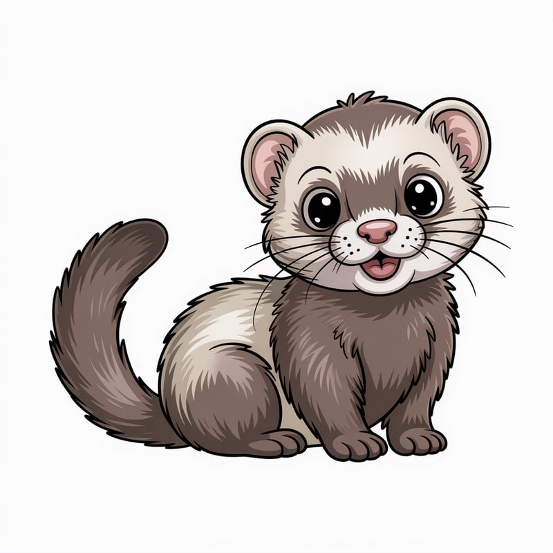 Cute Animated Ferret Nursery Art