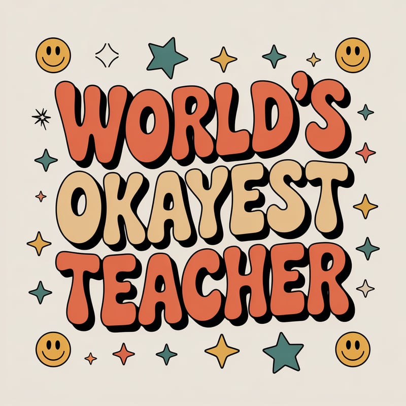 Retro World’s Okayest Teacher Typography