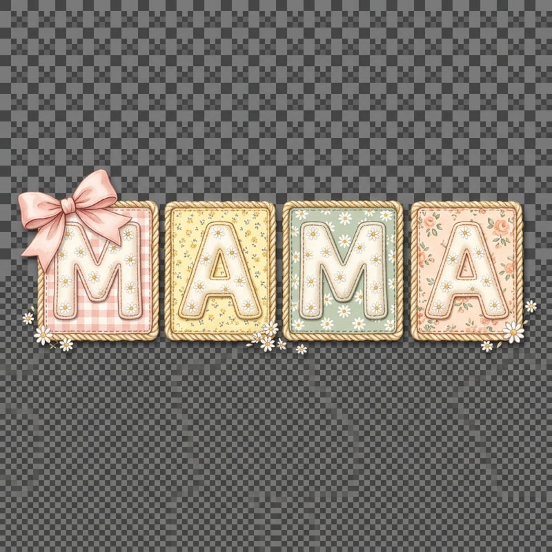 Vintage Mama Quilt Patch Letters