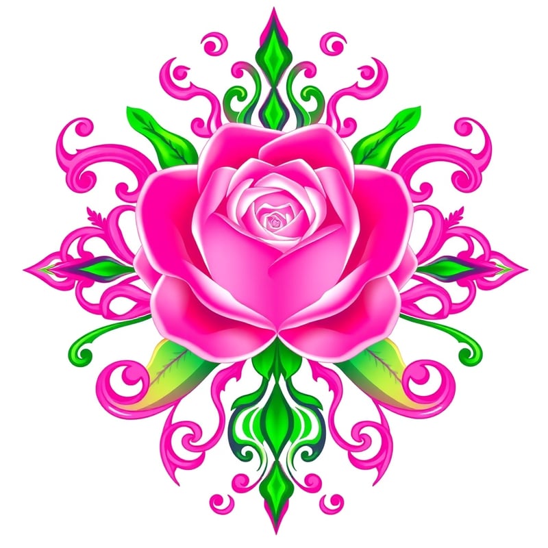 Pink Fantasy Rose Illustration